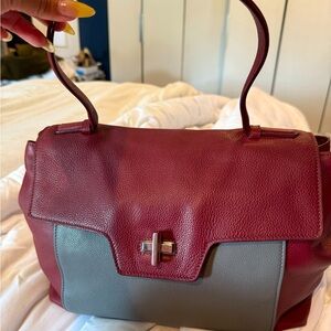 Stunning Prada two-tone handbag! Red/grey.